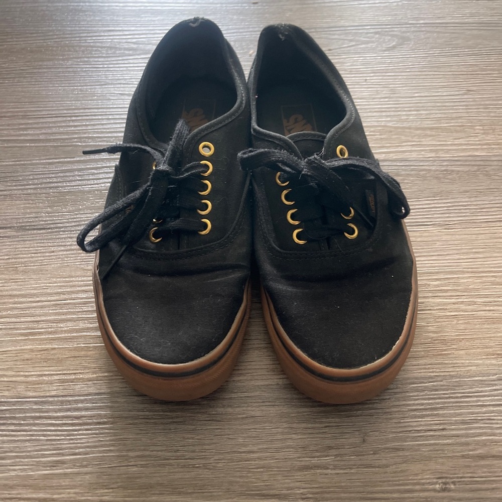 Vans Unisex Black Canvas Low Top Lace Up Skateboard Shoes Size US M8/W9.5